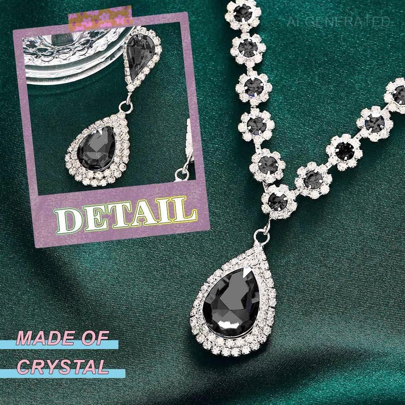 JAKAWIN Bridal Wedding Jewelry Set Rhinestone Prom Necklace Earring Set