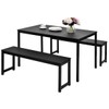 Black Dining Set with Bench,JULYFOX 3 Piece Modern Dining Room