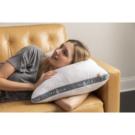 Eli & Elm | Best Ergonomic Side Sleeper Pillow for Neck Pain. Supportive Cooling Latex Fill with Luxury Breathable Cover. U-Shape Contoured Design. Queen Size Bed Pillow - 17" X 29"
