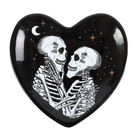 Something Different Wholesale Skeleton Couple Heart Trinket Dish - Gothic Wedding Gifts, Anniversary Decor, Til Death Do Us Party Range - Unique Presents from