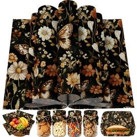 150 Sheets Floral Butterfly Wax Paper for Food Deli, 9.8 x 8.3'' Rust Brown Dried Flowers Butterflies Greaseproof Wrapping Paper for Sandwich Picnic Basket Liner Birthday Party Supplies (A)