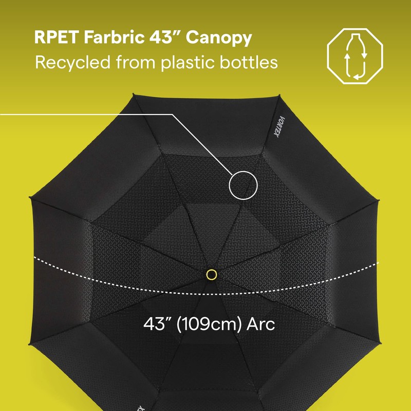 ShedRain Vex Black Compact Umbrella, Folds to 11", 43" Arc,