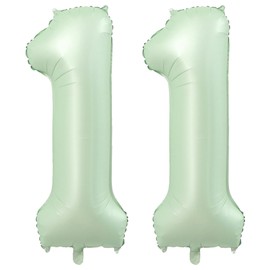 2Pcs 40 Inch Olive Green 1 Large Numbers Balloons,Light Green Number 11 Digital Helium Balloons,Foil Mylar Big Number Balloons for Birthday Party supplies Decorations