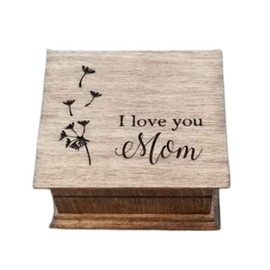 Mother's day gift, Mom music box, Custom made music box with I love you Mom and dandelion image engraved on top, with your choice of color and song