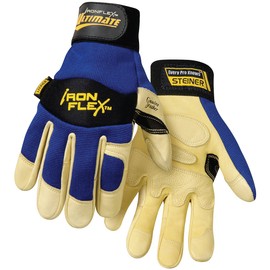 Steiner 0914-X Ironflex Work Gloves, Ultimate Grain Goatskin Blue Spandex, Extra Large