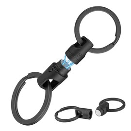 KeyUnity Llavero magnético de titanio de liberación rápida, conector desmontable con una sola mano para llaves de automóvil, unidades USB y EDC, negro