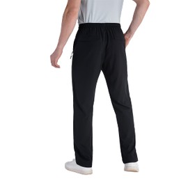 TRAILSIDE SUPPLY CO. Mens Lightweight Track Pants,Stretchy Pants with Zipper Pockets, Black, M