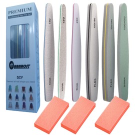 HANHOST Professional 9-Piece Nail File & Buffer Set - Multi-Grit Emery Boards (150、180、240、100/180、220/280、1000/4000) for Shaping, Smoothing & Shining - Natural/Acrylic/False Nails - Home & Travel Nail Care Kit