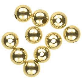 5mm 14K Genuine Solid Gold 5mm Hollow Smooth Beads (10 pcs)