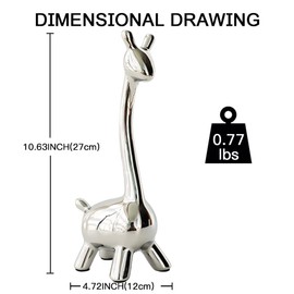 Eoiips Ceramic Giraffe Statue Home Decor, Modern Silver Animals Ornaments Giraffe Figurines Sculptures Living Room Bedroom Shelf TV Cabinet Display (Large)