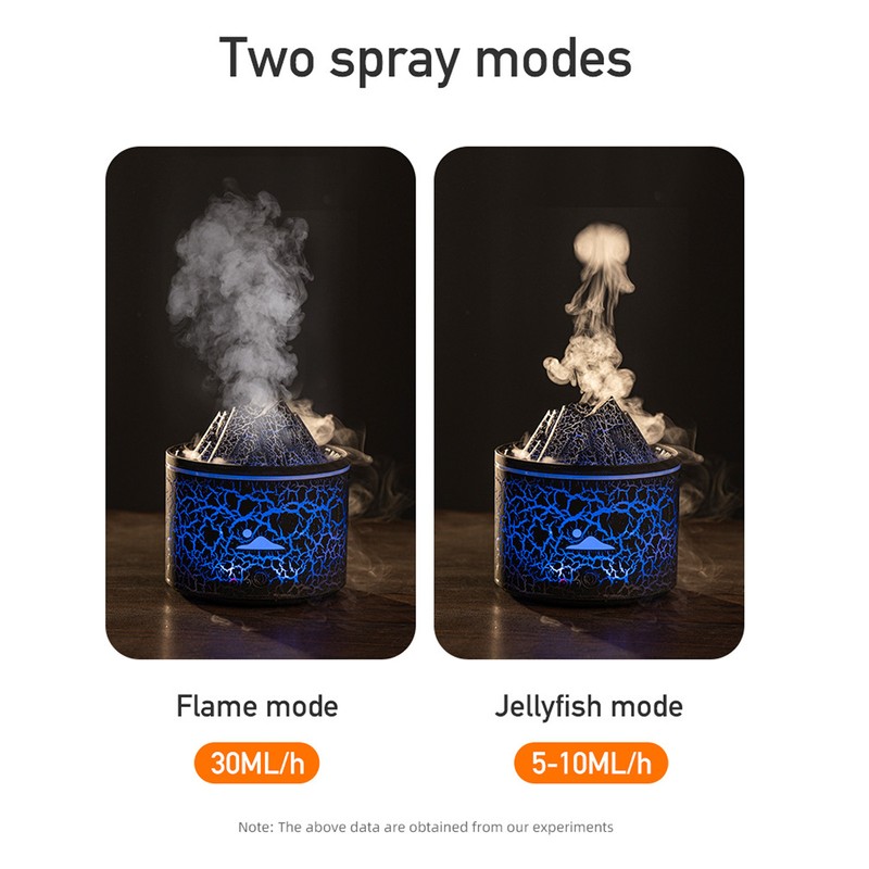 Volcano Diffuser 5V 180ml Relaxing Auto Off Warm Atmosphere Flame