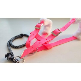 Pink neon rose halter for stick hobby horse - Hobbyhorse accessory - Tack for stick pony