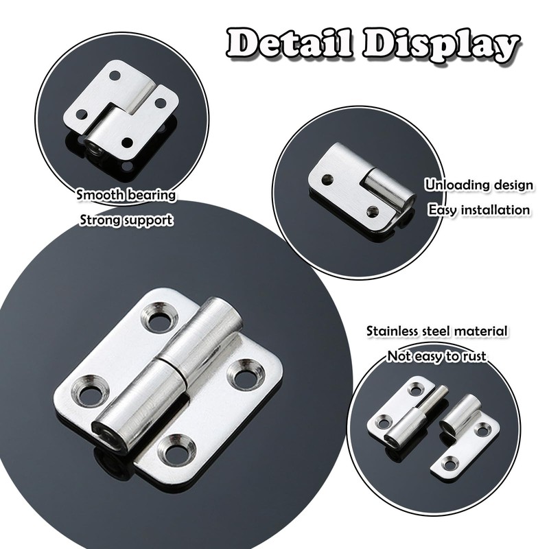 Ldzzuo 4pcs Detachable Door Hinges Stainless Steel Right Left Handed
