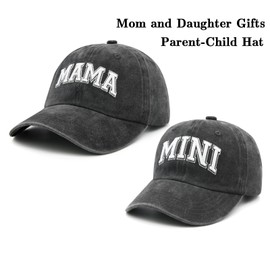 MINYJHZ 2PCS Mommy and Me Baseball Cap for Mom Girl, Adjustable Washed Mama and Mini Hats Black