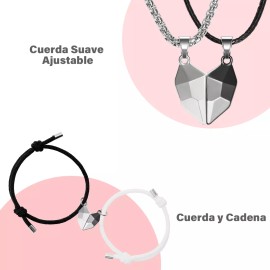IWNG Corazon Collares Para Parejas Metal Magnético Juego De 4