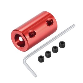 sourcing map Shaft Coupling Connector 4 mm to 8 mm Bore Rigid Coupling Set Screw L25XD14 Aluminium Alloy Dark Red