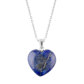 Gempires Natural Lapis Lazuli Heart Pendant, Crystal Necklace for Women, September Birthstone Jewellery, 16+2 inch Adjustable Silver Plated Chain, Gift for Her