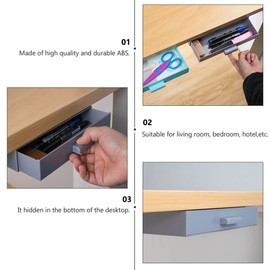 Operitacx 2pcs Hidden Drawer Box Hidden Drawer Organizer Desk Storage Box Storage Shelves Storage Shelf Stick on Desk Drawer Storage Drawer Office Table Bottom Organizer Drawer Style Holder