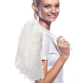 Anderson's Metallic White Foil Textured School Spirit Shakers, Cheerleader Pom Poms, Football, Basketball, Homecoming, Squad, Team, Party, Dance, Club, Performance, Fan Celebration Pack of 10