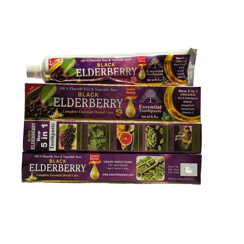 Essential Palace 6 Pk BLACK ELDERBERRY Toothpaste By Essential Palace