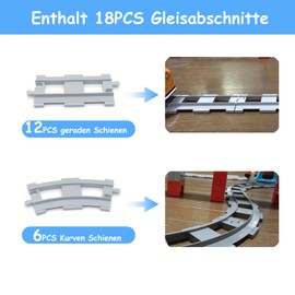 Mirthben 18pcs Building Blocks Rail Set, City Train Rails, Consisting of Cross Track Straight, Curve Rails, Toy Railway Rails Compatible with the Market Leader from 2 Years