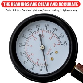 JNNJ Compression Tester for Petrol Engine, Compression Tester, Compression Gauge, Compression Tester Measuring Tool for Truck, Motorcycle, Marine, Vehicle, Universal