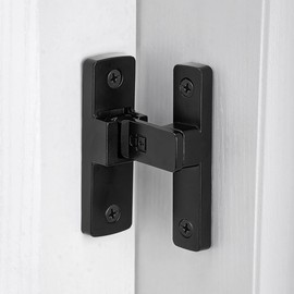 INIRET 4 Packs Black 90 Degree Barn Door Lock，Premium Zinc Alloy Latch - Flip Gate Latches ，for Cabinets, Bathroom, Barn & Garden Doors - Secure Sliding Door Hardware