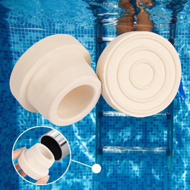 Pool Ladder Bumpers for Inground Pool, White Pool Step Rubber End Caps for 1.9" Swimming Pool Ladder Tubing Protective Pool Liner Pool Ladder Replecement Parts (2-Pack)