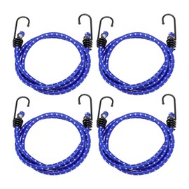 HARFINGTON 4Pcs Bungee Cord with Hooks 40" Rubber Bungee Cords Heavy Duty Tie Down Straps with Metal Hooks for Cars Outdoor Camping Straps, Blue
