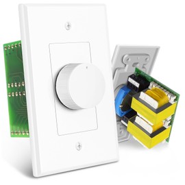 TNP Wall Mount Plate Volume Control Knob - 300W Flush in Wall Volume Control for Speakers Stereo TV - Audio and Video Compatibility Rotary Style Knob White