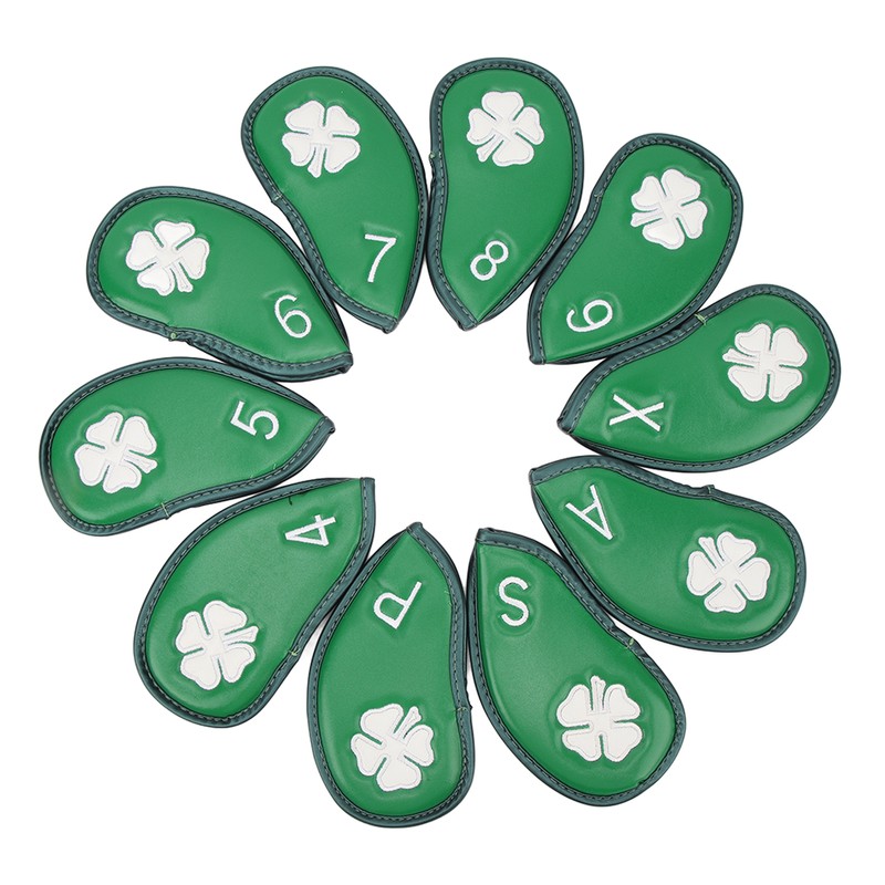 10 PCS Golf Club Head Covers Four Leaf Clover Pattern