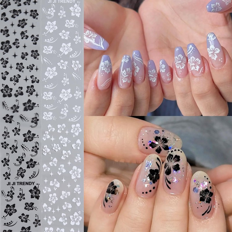 Flower Nail Foil Transfer, Hibiscus Flowers Nail Stickers 10 Rolls