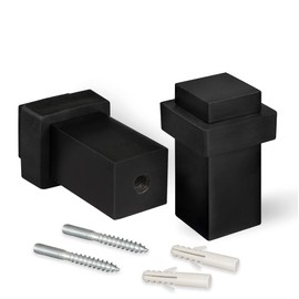 LouMaxx Door Stop Floor Stainless Steel for Screwing - Set of 2 Door Stopper in Black Matt - Door Stopper Stainless Steel - Door Stopper Floor Screws - Door Stopper for Screwing Also Suitable for