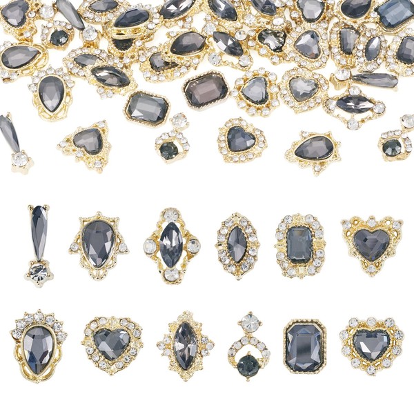 Craftdady 48Pcs Luxury Alloy Nails Rhinestone Cabochons Black Theme Horse