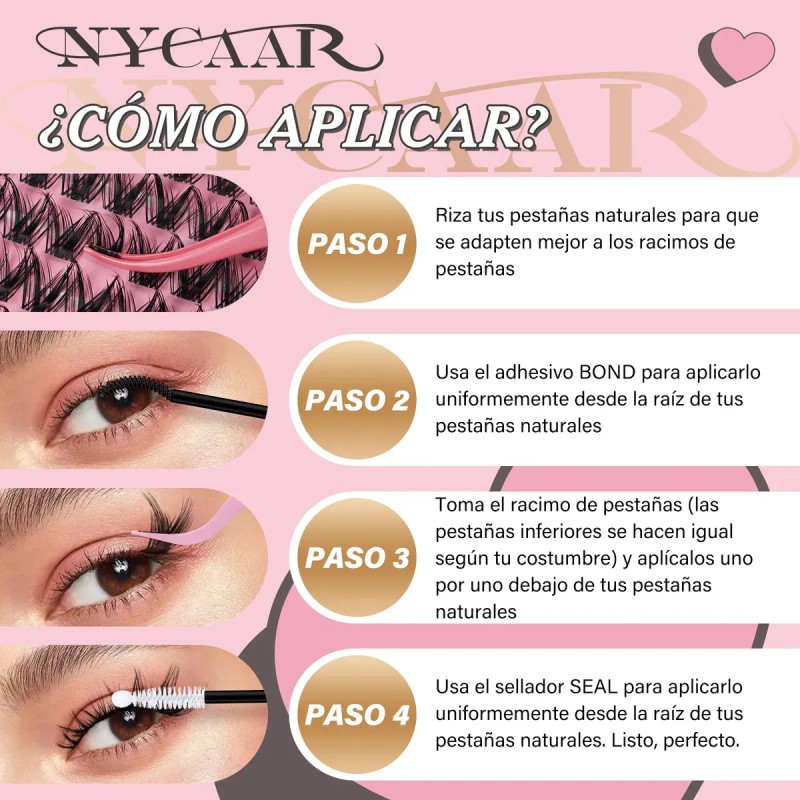 Kit Pestañas Naturales Wispy Nycaar Con Pegamento Diy