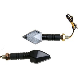 MotorToGo Black LED Motorcycle Long Stem Turn Signals mini 3D Diamond LED Turn Signals Lights Blinkers Compatible for 2017 Yamaha FZ07