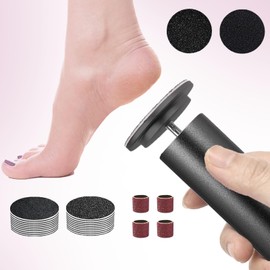 Foot Callus Remover for Feet, Electric Foot File, Foot Sander and Nail Drill with 60pcs Sandpapers 20pcs Grinding Heads, Lima para Los Pies Black