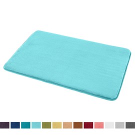 Clara Clark Bath Mat Bathroom Rug - Absorbent Memory Foam Bath Rugs - Non-Slip, Thick, Cozy Velvet Feel Microfiber Bathrug, Plush Shower, Toilet Floor Bathmats Carpet - Aqua - Large Size 20âx32â