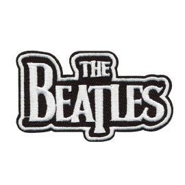 Patchwork Paradise The Beatles Logo Embroidered Iron-On Patch – Classic Black and White Design