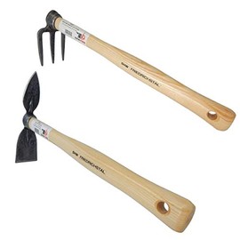SHW-FIRE 3-prong hook and double hoe, wide and heart leaf - perfect for the garden