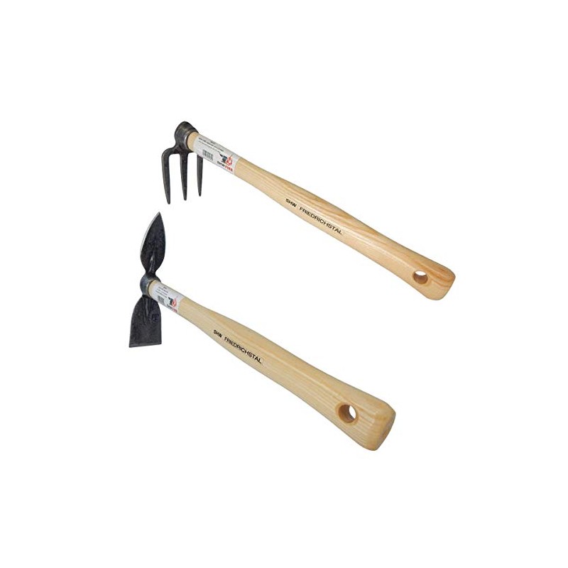 SHW-FIRE 3-prong hook and double hoe, wide and heart leaf