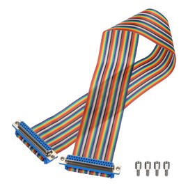 MECCANIXITY 1 Pcs IDC Rainbow Wire Flat Ribbon Cable DB37 Female to DB37 Female 19.7 Inch Length 2.54mm Pitch Breadboard Jumper Wires for Electronic Projects