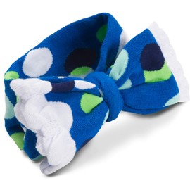 Izzy and Owie Bow Headband, Blue Polka Dot Ruffled, 0-24 Months