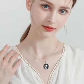 MONGAS Fox Necklace Sterling Silver Fox Pendant Necklace Animal Fox Jewelry for Women