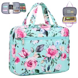 Octsky Bible Cover with Handles, Zippered Bible Carrying Case for Women Teens, Bible Book Cover Bible Accessories (Rose Lake)