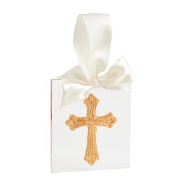 Mud Pie Gold Acrylic Ornament, Cross, 4" x 4"