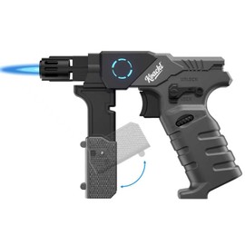KOACKL Butane Torch - Foldable Grip Kitchen Butane Torch with Safety Lock & Blue LED Light, Creme Brulee Torch for Cooking, BBQ & Soldering (Butane Not Included)