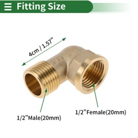 HEROFFIX Brass Pipe Fittings 1/2" Female x 1/2" Male Internal and External Thread Elbow 1.57" 2 Pcs