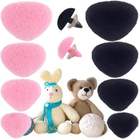 32pcs Safety Noses 11/15/17/18mm Plastic Noses with Washers, Flocking Teddy Bear for Crochet, Plush, and Craft Puppets (Pink & Black)