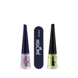 Herome 2-Pack 3-in-1 Manicure Set for Nails - Set with Nourishing Nail Oil, Groove Filler and File - Repairs Dry, Grooved Nails (Nail Essentials Set Yellow)